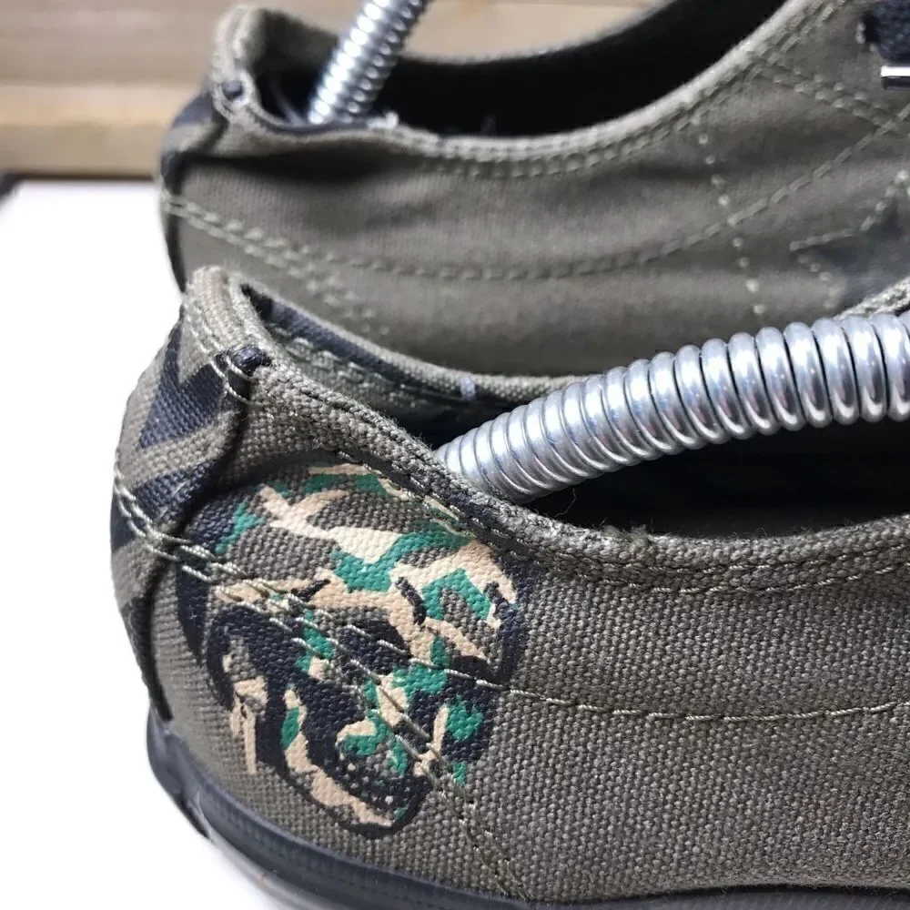 ✅Converse One-Star Camo Skull Arm Green Sneakers
